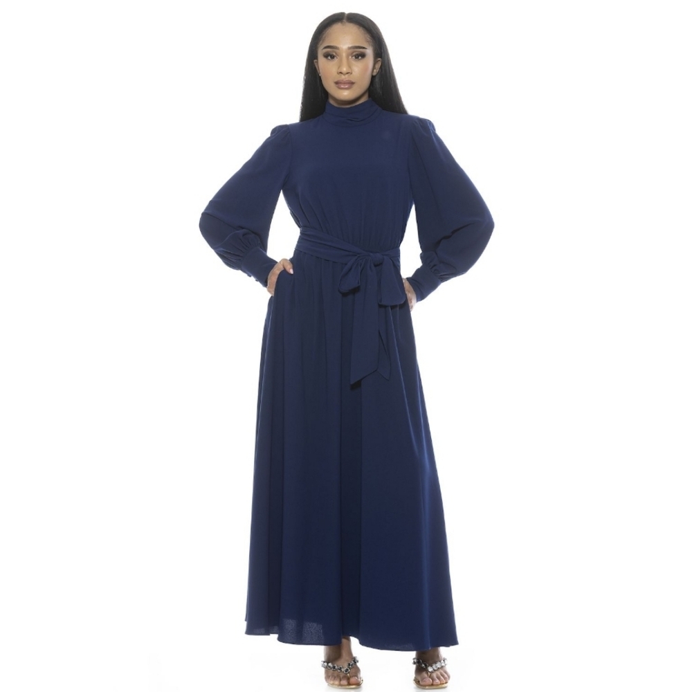 AMII Deep Blue Long Sleeve Dress M